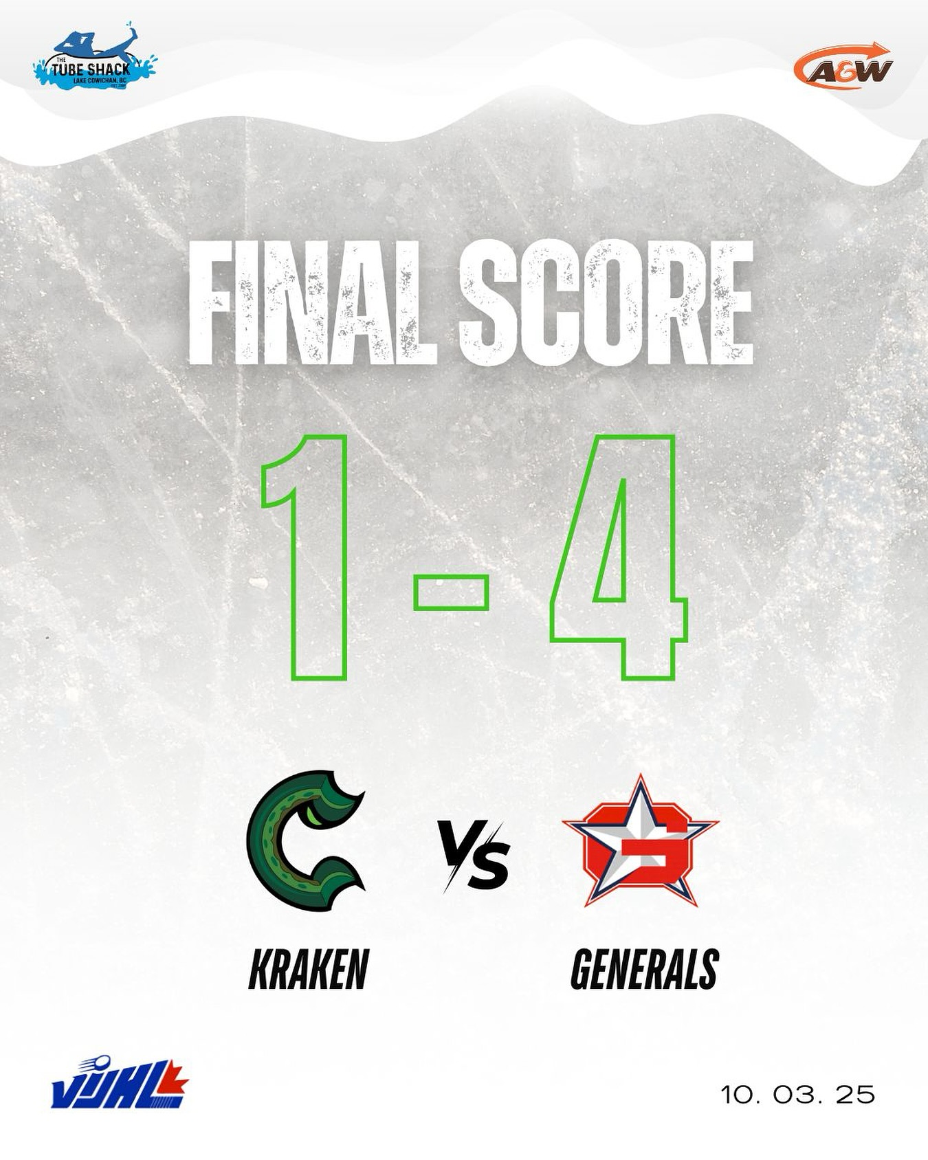 Final from Lake Cowichan.
Looking onwards to next Friday, October 10, as we host the Wolves at home for a 7:30pm puck drop.