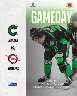 Kraken hit the road today to face off against the Bombers in Port Alberni.
Puck drops at 7:00pm.