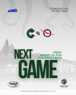 We host the Bombers at home, tomorrow evening at 7:30pm!

See you there 🏒

#LakeCowichanKraken #VIJHL #HockeyAtTheLake